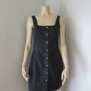 DENIM Co Black Button Front Size 10 Mini Sleeveless Washed Denim Dress NWT